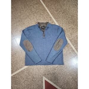 Guide Series XL Ribbed Pullover 1/4 Zip Sweater Elbow Patches Crew Neck Stretch